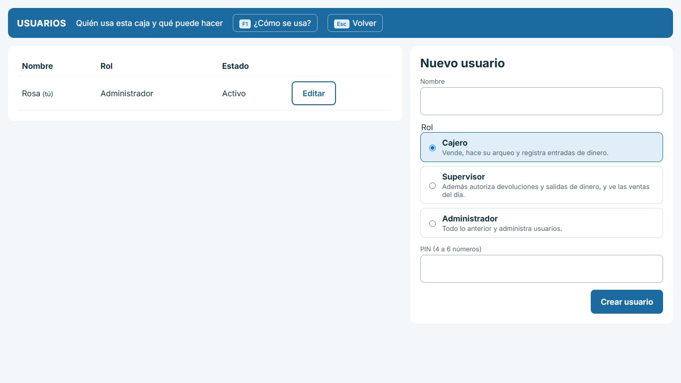 Pantalla: Administrar usuarios